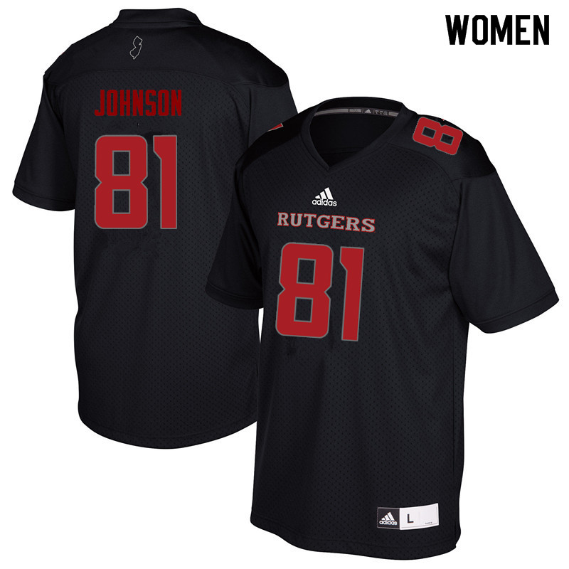 Women #81 George Johnson Rutgers Scarlet Knights College Football Jerseys Sale-Black - Click Image to Close